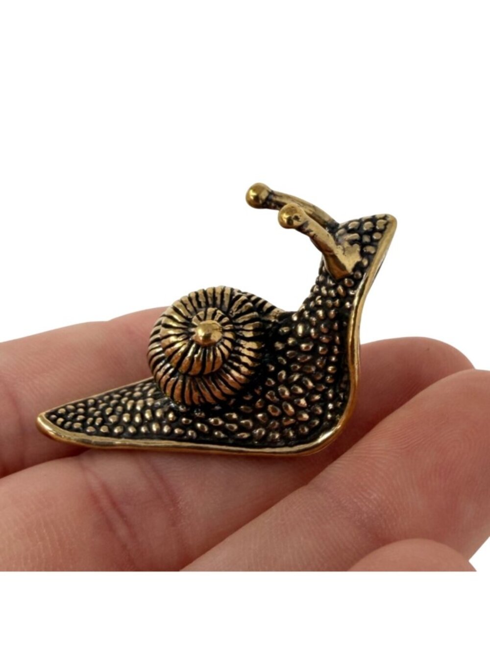 Brass Snail Figurine Patience Slow Living Growth Spirit Animal Altar Decor 1980s